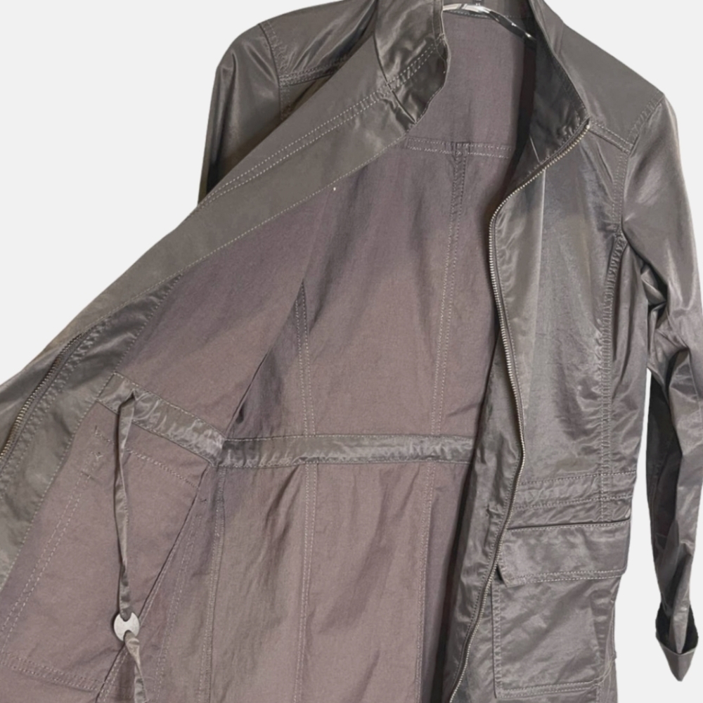 Eileen Fisher Satin Sheen Funnel-Neck Trench Coat - Picture 11 of 14